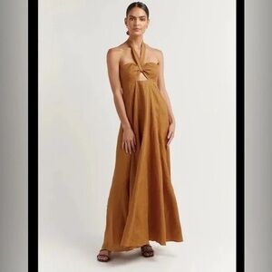 DISSH Brown Halter Sleeveless Sundress